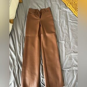 Aritzia Tan Faux Leather Pants